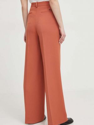 Kalhoty s vysokým pasem Calvin Klein hnědé