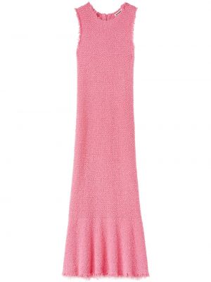 Dlouhé šaty s výšivkou bez rukávů Jil Sander růžové