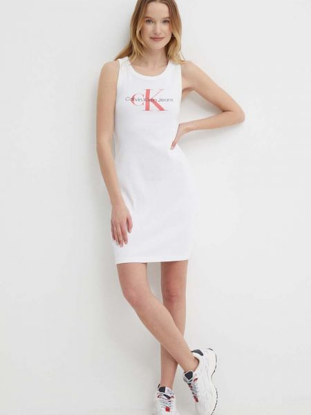 Sukienka mini dopasowana Calvin Klein Jeans biała