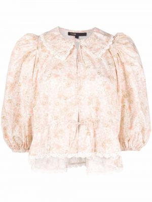 Trykt floral krage bluse Maje hvit