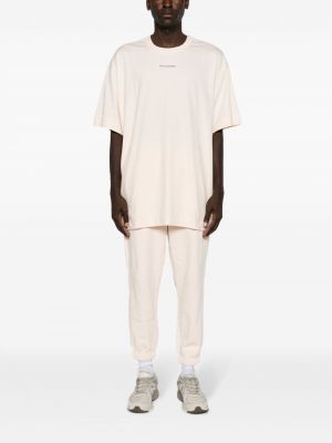 Pantalon de joggings en coton couleur unie à imprimé Monochrome beige
