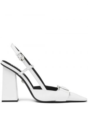 Кожени полуотворени обувки Versace бяло