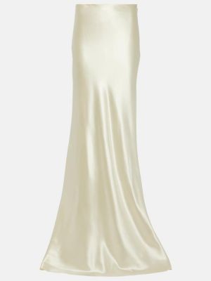 Hodvábna vlnená saténová dlhá sukňa Danielle Frankel biela