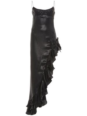 Saténové dlouhé šaty Alessandra Rich čierna