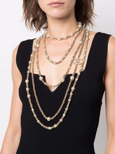 Collar con perlas Chanel Pre-owned dorado