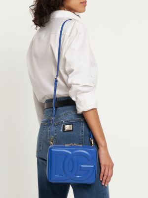 Kožená kabelka Dolce & Gabbana modrá