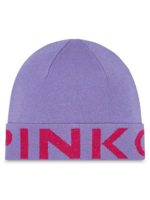 Dzianinowa czapka wełniana Pinko fioletowa