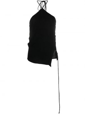 Nėriniuotas asimetriškas palaidinė be rankovių su raišteliais Acne Studios juoda