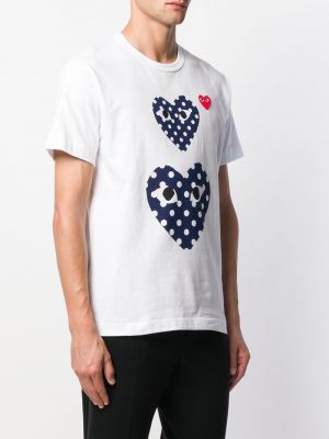 Tričko s potiskem se srdcovým vzorem Comme Des Garçons Play bílé