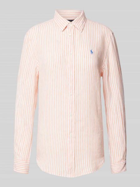 Lniana bluzka Polo Ralph Lauren pomarańczowa