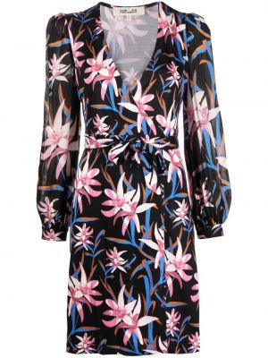 Obleka s cvetličnim vzorcem s potiskom Dvf Diane Von Furstenberg črna