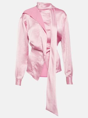 Асиметрична сатенена блуза Victoria Beckham розово