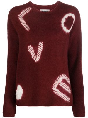 Плетен пуловер с принт със сърца Suzusan