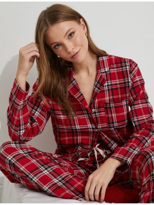 Pijamale cu nasturi în carouri cu mâneci lungi Koton