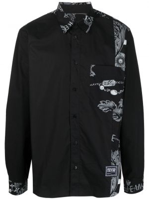 Памучна дънкова риза с принт с пейсли десен Versace Jeans Couture