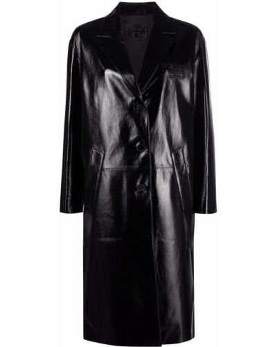 Δερμάτινο παλτό Prada μαύρο