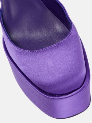 Pantofi cu toc din satin cu platformă Paris Texas violet