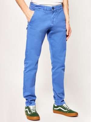 Bavlnené slim fit priliehavé nohavice Pepe Jeans modrá