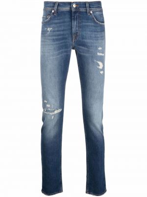 Slank nødlidende skinny jeans 7 For All Mankind blå