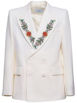 Vlnená bunda s výšivkou Casablanca biela