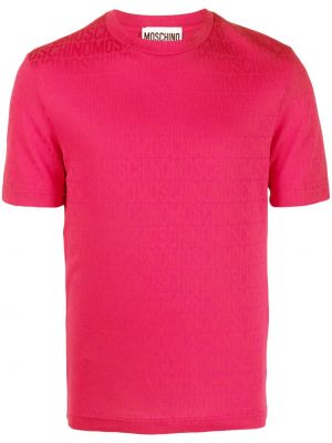 Жакардова тениска с кръгло деколте Moschino розово