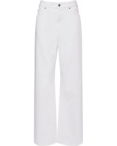 Relaxed памучни дънки с висока талия Valentino бяло