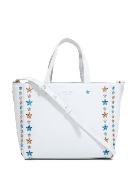 Δερμάτινη τσάντα shopper με μοτίβο αστέρια Jimmy Choo λευκό