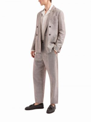 Vlněné rovné kalhoty Giorgio Armani hnědé