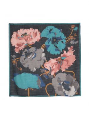 Kvetinový vlnený šál s potlačou Gucci Pre-owned modrá