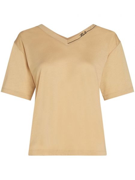 T-shirt mit v-ausschnitt Karl Lagerfeld beige