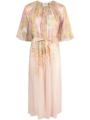 Πλισέ φλοράλ μίντι φόρεμα με σχέδιο Forte_forte ροζ