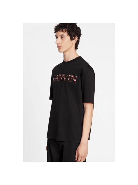 Camiseta con bordado de algodón de tela jersey Lanvin negro