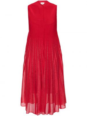 Dzianinowa sukienka midi plisowana Claudie Pierlot czerwona