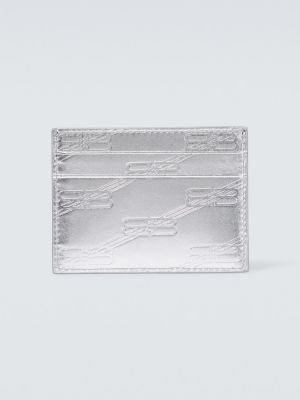 Usnjena usnjena denarnica Balenciaga srebrna