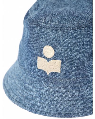 Haftowany kapelusz bawełniany Isabel Marant niebieski