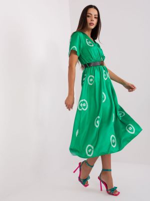 Midi šaty s potiskem Fashionhunters zelené
