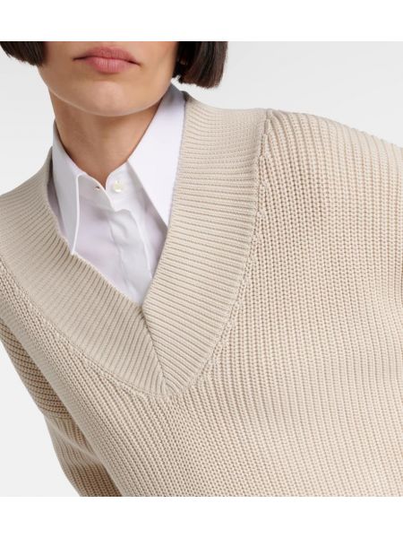 Sweter bawełniany Brunello Cucinelli beżowy