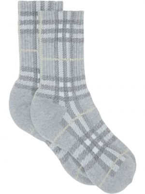 Карирани чорапи с принт Burberry сиво