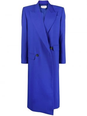 Asymetrický vlněný kabát Alexander Mcqueen modrý