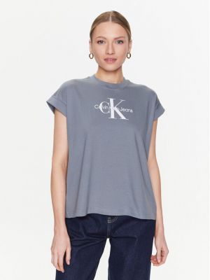 Tricou cu croială lejeră Calvin Klein Jeans gri