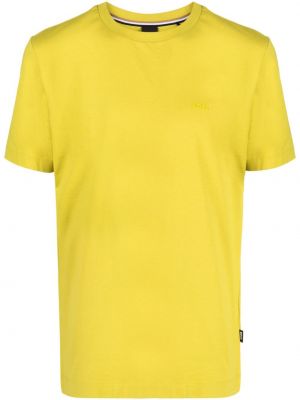 Памучна тениска с кръгло деколте Boss жълто