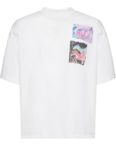 Bavlněné tričko s potiskem jersey Marni bílé