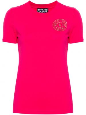 T-shirt mit print Versace Jeans Couture pink