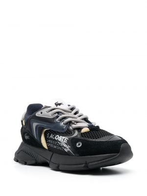 Sneakersy z nadrukiem z siateczką Lacoste czarne