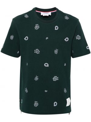 Bavlnené tričko s výšivkou Thom Browne zelená