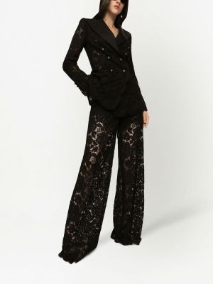 Krajkové květinové kalhoty Dolce & Gabbana černé