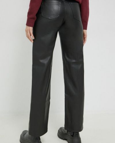Jednobarevné kalhoty s vysokým pasem Hollister Co. černé