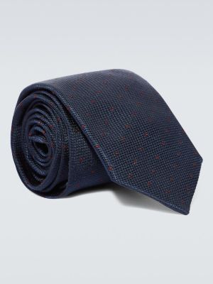 Puntíkatá hedvábná kravata Brunello Cucinelli modrá