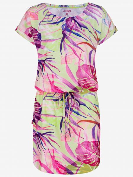 Šaty s tropickým vzorem Loap růžové