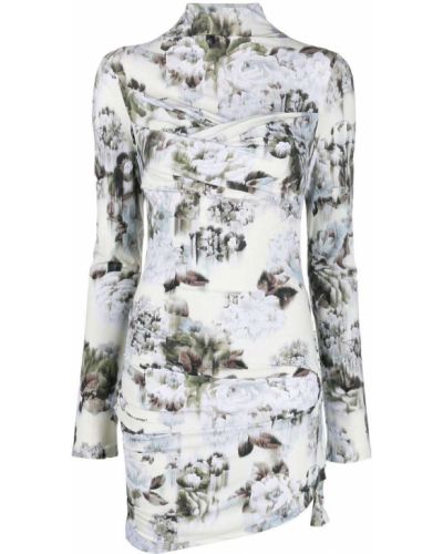 Asimetrična obleka s cvetličnim vzorcem s potiskom Off-white